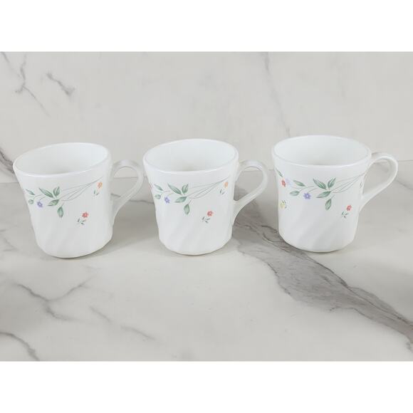 Corelle English Meadow Coffee Mug Teacup 8oz Corning Glass 80s Swirl Pattern x6 - Picture 9 of 13